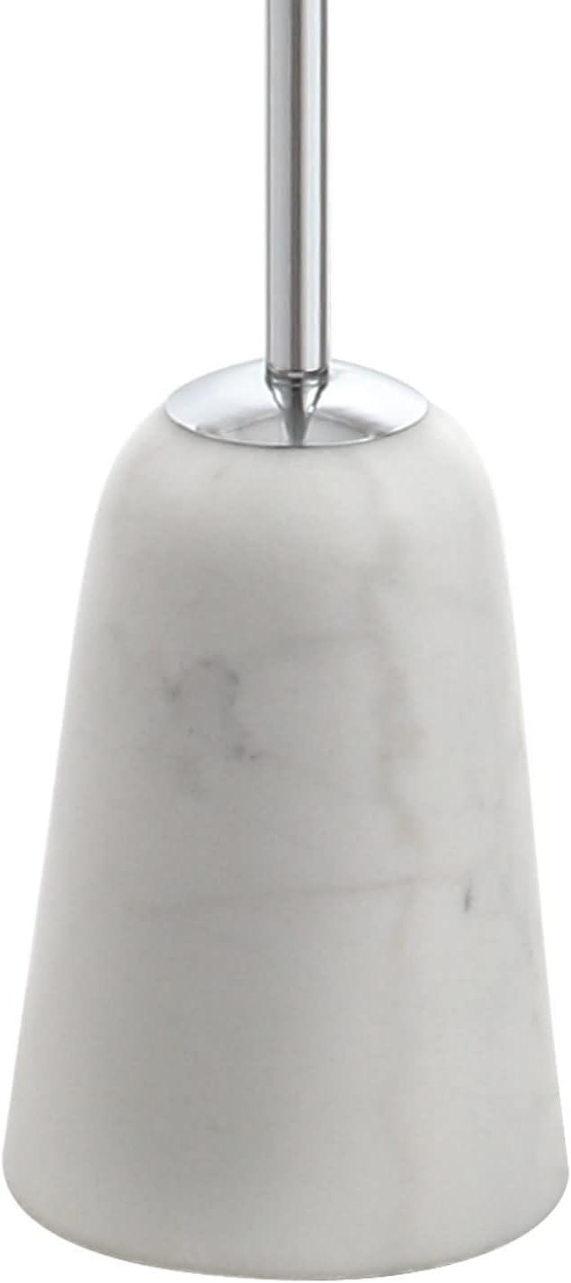 image:imageJONATHAN Y 625 Chrome and White Marble Floor Lamp Contemporary Iron Standing Lamp with Round White Linen Shade and FootSwitch UL Listed LED Bulb Included JYL2061A