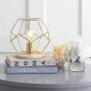JONATHAN Y 10″ Black Geometric Table Lamp, Midcentury Modern Metal Desk Lamp for Living Room Bedroom, White Marble Base, Glam Bedside Nightstand Light with LED Bulb (JYL1047B)(Brass Gold)