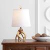 JONATHAN Y 19″ Natural Antler Resin Table Lamp, Rustic Coastal Mountain Cabin Bedside Nightstand Lamp for Living Room, White Linen Shade, UL Listed, LED Bulb Included JYL4034A
