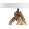 JONATHAN Y 19″ Natural Antler Resin Table Lamp, Rustic Coastal Mountain Cabin Bedside Nightstand Lamp for Living Room, White Linen Shade, UL Listed, LED Bulb Included JYL4034A