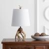 JONATHAN Y 19″ Natural Antler Resin Table Lamp, Rustic Coastal Mountain Cabin Bedside Nightstand Lamp for Living Room, White Linen Shade, UL Listed, LED Bulb Included JYL4034A