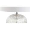 JONATHAN Y 21″ Mercury Silver Ribbed Glass Table Lamp, Modern Transitional Bedside Lamp for Living Room, Bedroom, Nightstand, White Linen Shade, LED Bulb Included JYL4015A