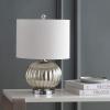 JONATHAN Y 21″ Mercury Silver Ribbed Glass Table Lamp, Modern Transitional Bedside Lamp for Living Room, Bedroom, Nightstand, White Linen Shade, LED Bulb Included JYL4015A