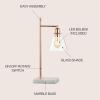 JONATHAN Y 22.25″ Copper Modern Glam Metal and Marble Table Lamp, Mid-Century Contemporary Bedside Nightstand Lamp with Clear Glass Cone Shade, LED Bulb Included JYL1100A