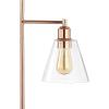 JONATHAN Y 22.25″ Copper Modern Glam Metal and Marble Table Lamp, Mid-Century Contemporary Bedside Nightstand Lamp with Clear Glass Cone Shade, LED Bulb Included JYL1100A
