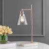 JONATHAN Y 22.25″ Copper Modern Glam Metal and Marble Table Lamp, Mid-Century Contemporary Bedside Nightstand Lamp with Clear Glass Cone Shade, LED Bulb Included JYL1100A