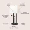 JONATHAN Y 23.75″ Nickel 2-Light Modern Farmhouse LED Table Lamp with USB, White Linen Shade, AC Outlet, Adjustable Reading Light for Bedside Nightstand and Living Room (JYL1144C)(Oil-Rubbed Bronze)