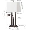 JONATHAN Y 23.75″ Nickel 2-Light Modern Farmhouse LED Table Lamp with USB, White Linen Shade, AC Outlet, Adjustable Reading Light for Bedside Nightstand and Living Room (JYL1144C)(Oil-Rubbed Bronze)
