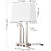JONATHAN Y 23.75″ Nickel 2-Light Modern Farmhouse LED Table Lamp with USB, White Linen Shade, AC Outlet, Adjustable Reading Light for Bedside Nightstand and Living Room (JYL1144C)(Nickel)