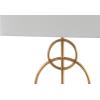 JONATHAN Y 26″ Gold Leaf and White Marble Modern Circle LED Table Lamp, Glam Transitional Metal Desk Lamp for Living Room, White Linen Shade, LED Bulb Included JYL1096A