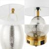 JONATHAN Y 26.5″ White/Brass Gold Modern Glass Table Lamp with USB Port and AC Outlet, White Linen Shade, Contemporary Glam Bedside Lamp for Living Room Bedroom, LED Bulb JYL4053A(Silver/Brass Gold)