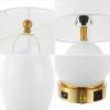 JONATHAN Y 26.5″ White/Brass Gold Modern Glass Table Lamp with USB Port and AC Outlet, White Linen Shade, Contemporary Glam Bedside Lamp for Living Room Bedroom, LED Bulb JYL4053A(White/Brass Gold)