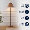 JONATHAN Y 61″ Dark Brown Wood Finish 2-Light Coastal Bohemian LED Floor Lamp for Living Room, Brown Rattan Shade, Mid-Century Modern Tall Standing Lamp, Pull-Chain, LED Bulbs Included (JYL3092C)(Dark Brown)
