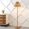 JONATHAN Y 61″ Dark Brown Wood Finish 2-Light Coastal Bohemian LED Floor Lamp for Living Room, Brown Rattan Shade, Mid-Century Modern Tall Standing Lamp, Pull-Chain, LED Bulbs Included (JYL3092C)(Brown Wood)