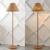 JONATHAN Y 61″ Dark Brown Wood Finish 2-Light Coastal Bohemian LED Floor Lamp for Living Room, Brown Rattan Shade, Mid-Century Modern Tall Standing Lamp, Pull-Chain, LED Bulbs Included (JYL3092C)(Brown Wood)