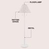 JONATHAN Y 61″ Dark Brown Wood Finish 2-Light Coastal Bohemian LED Floor Lamp for Living Room, Brown Rattan Shade, Mid-Century Modern Tall Standing Lamp, Pull-Chain, LED Bulbs Included (JYL3092C)(White)