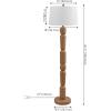 JONATHAN Y 61.5″ Antique Brown Wood Finish Resin Floor Lamp, Cottage Farmhouse Sculptural Turned Standing Lamp for Living Room, White Linen Shade, LED Bulb Included JYL5402A