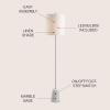 JONATHAN Y 62.5″ Chrome and White Marble Floor Lamp, Contemporary Iron Standing Lamp with Round White Linen Shade and Foot-Switch, UL Listed, LED Bulb Included JYL2061A