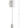 JONATHAN Y 62.5″ Chrome and White Marble Floor Lamp, Contemporary Iron Standing Lamp with Round White Linen Shade and Foot-Switch, UL Listed, LED Bulb Included JYL2061A