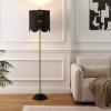 JONATHAN Y 63.5″ Brown/Brass Gold LED Floor Lamp for Living Room Bedroom with Scalloped Rattan Shade, Coastal Bohemian Tall Standing Light, Pull Chain, LED Bulb Included JYL1153A(Black/Brass Gold)