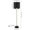 JONATHAN Y 63.5″ Brown/Brass Gold LED Floor Lamp for Living Room Bedroom with Scalloped Rattan Shade, Coastal Bohemian Tall Standing Light, Pull Chain, LED Bulb Included JYL1153A(Black/Brass Gold)
