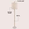 JONATHAN Y 63.5″ Brown/Brass Gold LED Floor Lamp for Living Room Bedroom with Scalloped Rattan Shade, Coastal Bohemian Tall Standing Light, Pull Chain, LED Bulb Included JYL1153A(White/Brass Gold)
