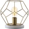 JONATHAN Y 10″ Black Geometric Table Lamp, Midcentury Modern Metal Desk Lamp for Living Room Bedroom, White Marble Base, Glam Bedside Nightstand Light with LED Bulb (JYL1047B)(Brass Gold)