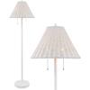 JONATHAN Y 61″ Dark Brown Wood Finish 2-Light Coastal Bohemian LED Floor Lamp for Living Room, Brown Rattan Shade, Mid-Century Modern Tall Standing Lamp, Pull-Chain, LED Bulbs Included (JYL3092C)(White)