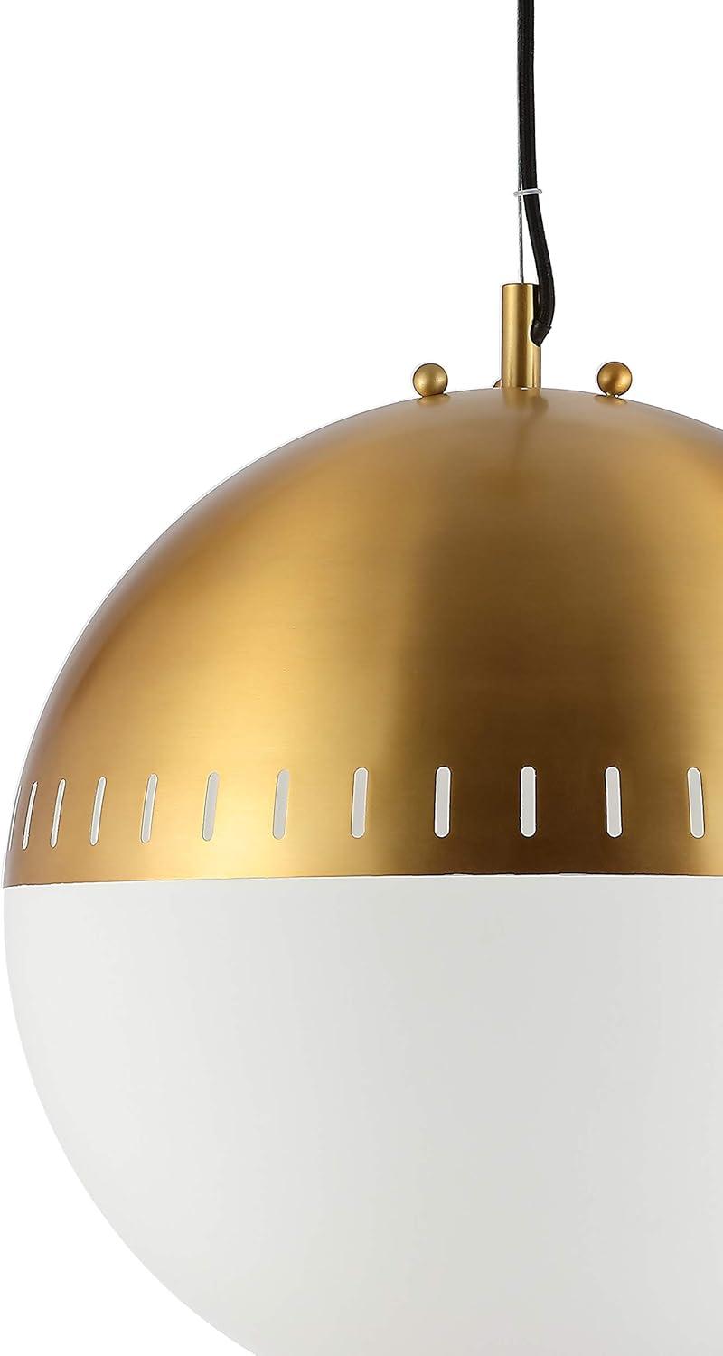 image:imageJONATHAN Y 1575 Brass Gold 1Light Iron and Glass Globe Pendant Art Deco MidCentury Adjustable Height Ceiling Fixture for Kitchen Island UL Listed LED Bulb Included JYL9531A