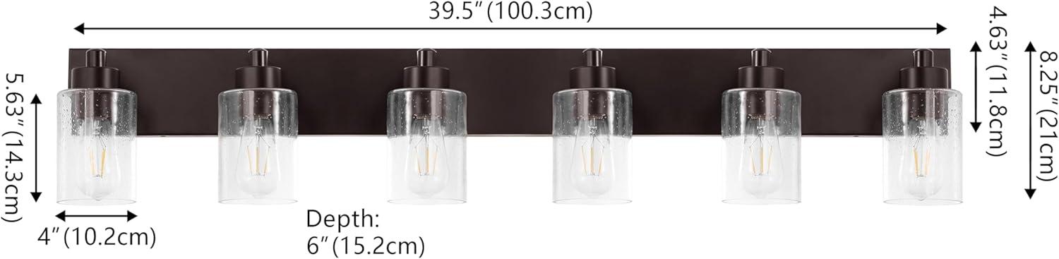 image:imageJONATHAN Y 36 Brass GoldClear 5Light Modern LED Vanity Light for Bathroom Mirror MidCentury Wall Sconce with Clear Seeded Glass Shades Contemporary Iron Fixture LED Bulbs JYL7620DOil Rubbed BronzeClear
