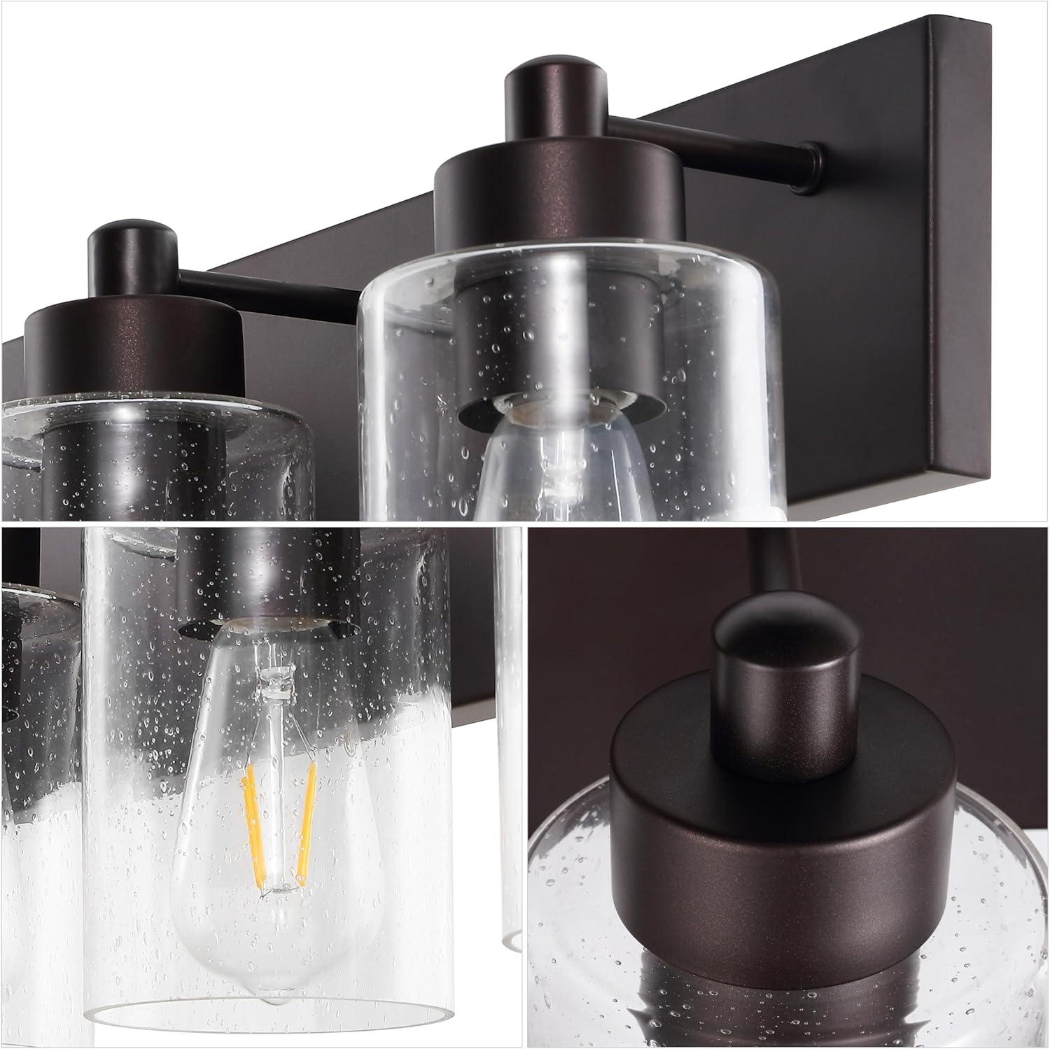 image:imageJONATHAN Y 36 Brass GoldClear 5Light Modern LED Vanity Light for Bathroom Mirror MidCentury Wall Sconce with Clear Seeded Glass Shades Contemporary Iron Fixture LED Bulbs JYL7620DOil Rubbed BronzeClear