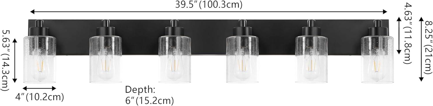 image:imageJONATHAN Y 36 Brass GoldClear 5Light Modern LED Vanity Light for Bathroom Mirror MidCentury Wall Sconce with Clear Seeded Glass Shades Contemporary Iron Fixture LED Bulbs JYL7620DBlackClear