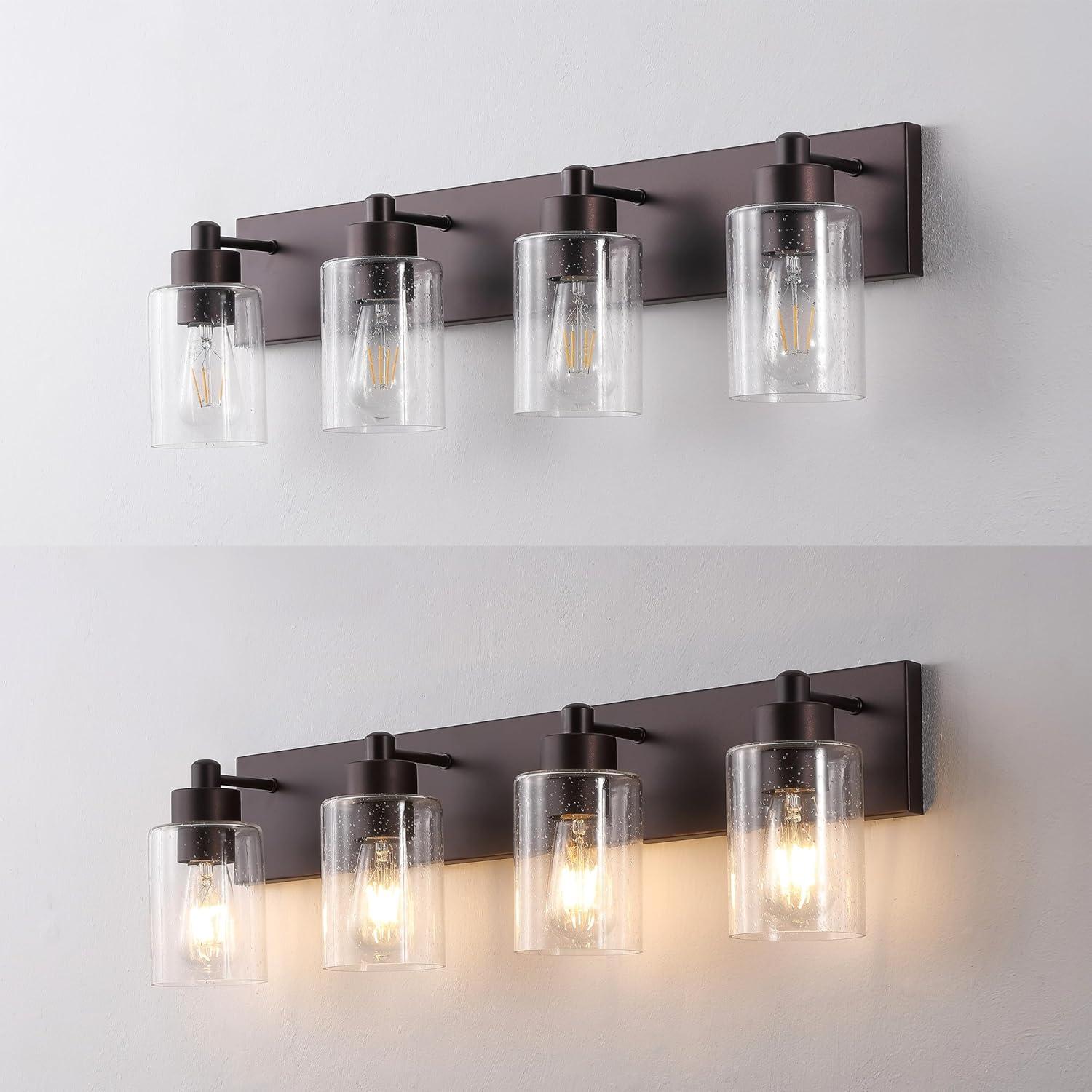 image:imageJONATHAN Y 36 Brass GoldClear 5Light Modern LED Vanity Light for Bathroom Mirror MidCentury Wall Sconce with Clear Seeded Glass Shades Contemporary Iron Fixture LED Bulbs JYL7620DOil Rubbed BronzeClear