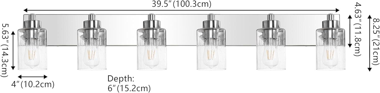 image:imageJONATHAN Y 36 Brass GoldClear 5Light Modern LED Vanity Light for Bathroom Mirror MidCentury Wall Sconce with Clear Seeded Glass Shades Contemporary Iron Fixture LED Bulbs JYL7620DChromeClear