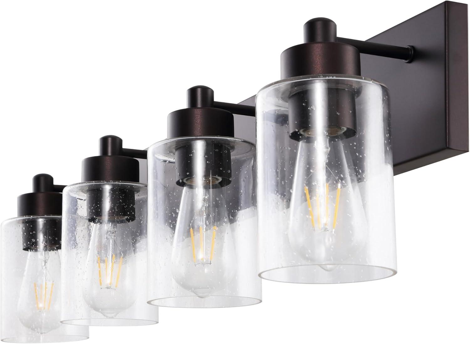 image:imageJONATHAN Y 36 Brass GoldClear 5Light Modern LED Vanity Light for Bathroom Mirror MidCentury Wall Sconce with Clear Seeded Glass Shades Contemporary Iron Fixture LED Bulbs JYL7620DOil Rubbed BronzeClear