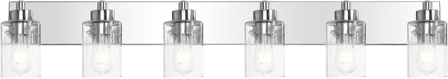 image:imageJONATHAN Y 36 Brass GoldClear 5Light Modern LED Vanity Light for Bathroom Mirror MidCentury Wall Sconce with Clear Seeded Glass Shades Contemporary Iron Fixture LED Bulbs JYL7620DChromeClear