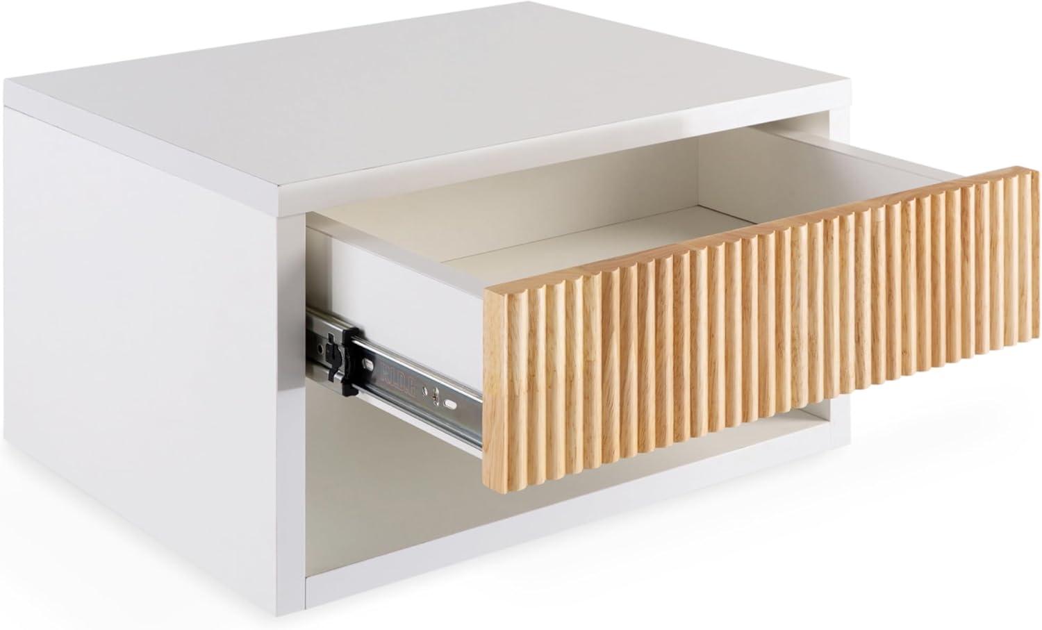 image:imageJONATHAN Y Elise 1571 Classic Contemporary Floating Wall Mounted Nightstand with SoftClose Tambour Drawer and Cable Hole WhiteLight Oak Set of 2 NST2001BSET2