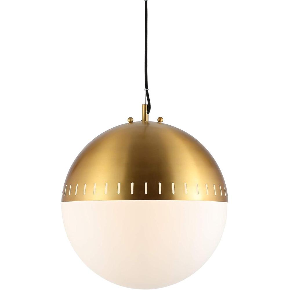 image:imageJONATHAN Y 1575 Brass Gold 1Light Iron and Glass Globe Pendant Art Deco MidCentury Adjustable Height Ceiling Fixture for Kitchen Island UL Listed LED Bulb Included JYL9531A