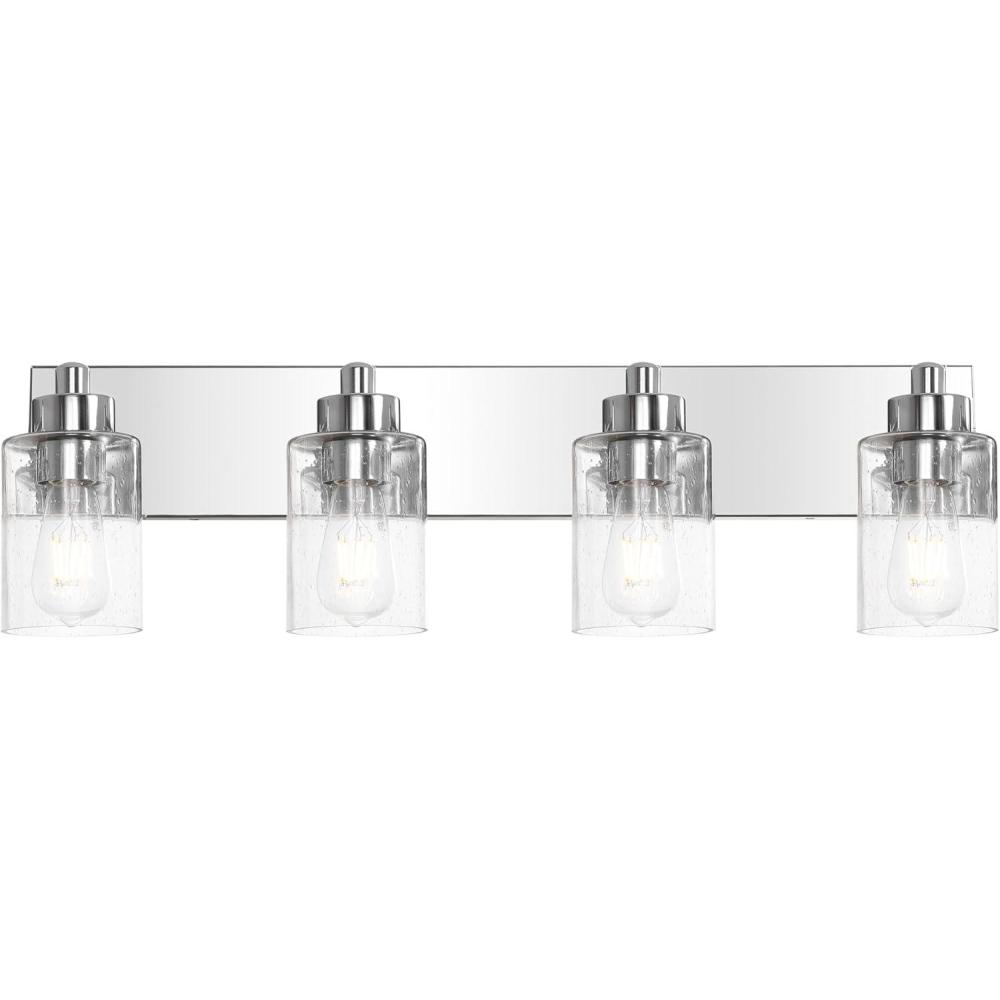 image:imageJONATHAN Y 36 Brass GoldClear 5Light Modern LED Vanity Light for Bathroom Mirror MidCentury Wall Sconce with Clear Seeded Glass Shades Contemporary Iron Fixture LED Bulbs JYL7620DChromeClear