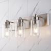 JONATHAN Y 36″ Brass Gold/Clear 5-Light Modern LED Vanity Light for Bathroom Mirror, Mid-Century Wall Sconce with Clear Seeded Glass Shades, Contemporary Iron Fixture, LED Bulbs (JYL7620D)(Nickel/Clear)