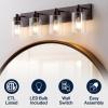 JONATHAN Y 36″ Brass Gold/Clear 5-Light Modern LED Vanity Light for Bathroom Mirror, Mid-Century Wall Sconce with Clear Seeded Glass Shades, Contemporary Iron Fixture, LED Bulbs (JYL7620D)(Oil Rubbed Bronze/Clear)