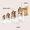 JONATHAN Y 36″ Brass Gold/Clear 5-Light Modern LED Vanity Light for Bathroom Mirror, Mid-Century Wall Sconce with Clear Seeded Glass Shades, Contemporary Iron Fixture, LED Bulbs (JYL7620D)(Brass Gold/Clear)