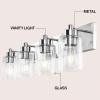 JONATHAN Y 36″ Brass Gold/Clear 5-Light Modern LED Vanity Light for Bathroom Mirror, Mid-Century Wall Sconce with Clear Seeded Glass Shades, Contemporary Iron Fixture, LED Bulbs (JYL7620D)(Chrome/Clear)