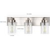 JONATHAN Y 36″ Brass Gold/Clear 5-Light Modern LED Vanity Light for Bathroom Mirror, Mid-Century Wall Sconce with Clear Seeded Glass Shades, Contemporary Iron Fixture, LED Bulbs (JYL7620D)(Nickel/Clear)