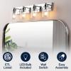 JONATHAN Y 36″ Brass Gold/Clear 5-Light Modern LED Vanity Light for Bathroom Mirror, Mid-Century Wall Sconce with Clear Seeded Glass Shades, Contemporary Iron Fixture, LED Bulbs (JYL7620D)(Chrome/Clear)