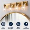 JONATHAN Y 36″ Brass Gold/Clear 5-Light Modern LED Vanity Light for Bathroom Mirror, Mid-Century Wall Sconce with Clear Seeded Glass Shades, Contemporary Iron Fixture, LED Bulbs (JYL7620D)(Brass Gold/Clear)