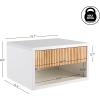 JONATHAN Y Elise 15.71″ Classic Contemporary Floating Wall Mounted Nightstand with Soft-Close Tambour Drawer and Cable Hole, White/Light Oak (Set of 2) (NST2001B-SET2)