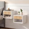 JONATHAN Y Elise 15.71″ Classic Contemporary Floating Wall Mounted Nightstand with Soft-Close Tambour Drawer and Cable Hole, White/Light Oak (Set of 2) (NST2001B-SET2)