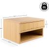 JONATHAN Y Ettore 15.71″ Mid-Century Modern Floating Wall Mounted Nightstand with Soft-Close Drawer and Cable Hole, Light Oak (Set of 2) (NST2002C-SET2)