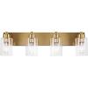 JONATHAN Y 36″ Brass Gold/Clear 5-Light Modern LED Vanity Light for Bathroom Mirror, Mid-Century Wall Sconce with Clear Seeded Glass Shades, Contemporary Iron Fixture, LED Bulbs (JYL7620D)(Brass Gold/Clear)